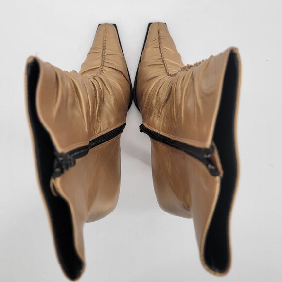bebe Size 6.5 Slouchy Boots Gold Pointed Snip Toe High Heels Womens Mid Calf - Picture 6 of 10